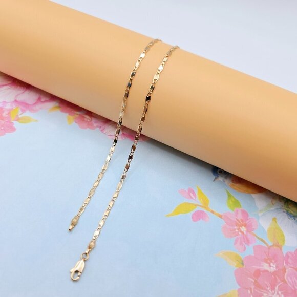 Shiny Rose Gold Twisted Chain Necklace, 18 Inch, Gold Plated Brass, XPNL0103 - Picture 7 of 12